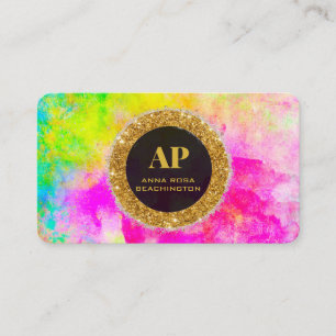 Visite *~AP93 Neon Rainbow BOLD Abstrait QR Carte de visi
