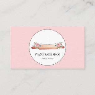 Visite Aquarelle Rolling Pin boulangerie rose carte de vi