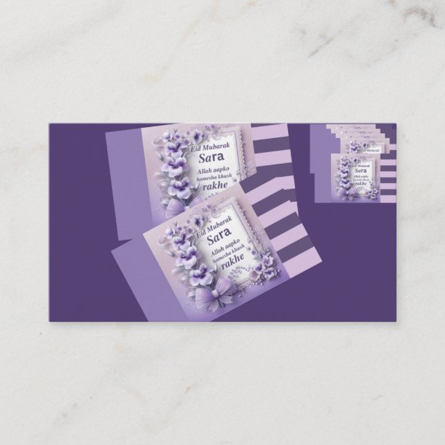 Visite Belle conception de carte Eid Mubarak violette (Devant)