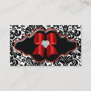Visite Bijou rouge de coeur de damassé de carte de visit