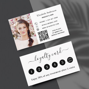 Visite Blanc noir QR code photo carte de fidélité profess