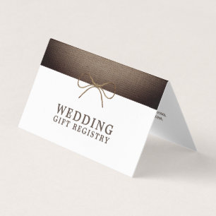 Visite Bow Burlap Rustique Avec Carte D'Enregistrement De