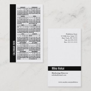 Visite Calendrier 2026 Portefeuille taille Carte de visit