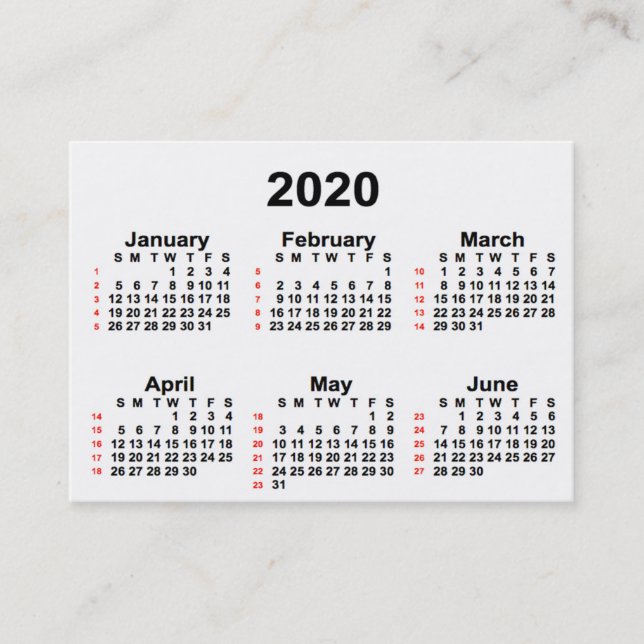 Visite Calendrier de 52 semaines blanc 2020 par les Carte (Devant)