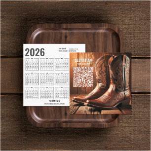Visite Carré Ajouter Photo Western 2026 Calendrier Carte de vis
