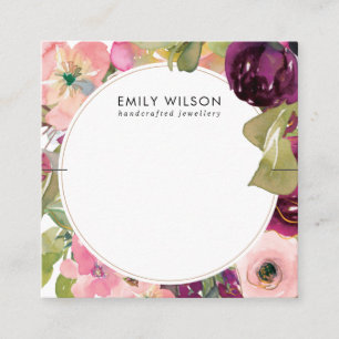 VISITE CARRÉ CARTE D'AFFICHAGE DE BRACELET FLORAL BURGOUNDY ROS