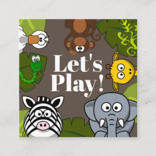 Visite Carré Carte d'animaux d'amusement de Playdate de