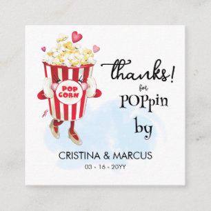 Visite Carré Carte de faveur de pop-corn Merci d'être passé