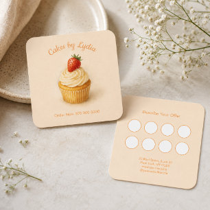 Visite Carré Carte de Fidélité Boulangerie Cupcake aux Fraises