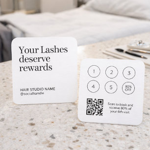 Visite Carré Carte de Fidélité Lash Rewards Noir Blanc Moderne