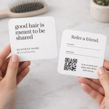 Carte de recommandation de salon de coiffure avec 