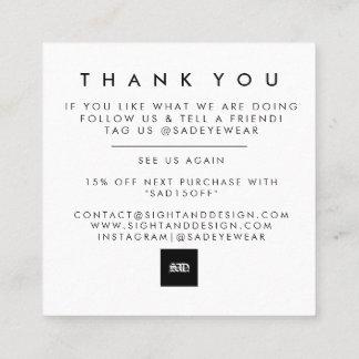 Visite Carré Carte de remerciements simple en gras minimaliste