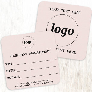 Visite Carré Carte de rendez-vous Simple Logo Rose Pâle