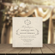Carte d'invitation de mariage vintage simple éléga