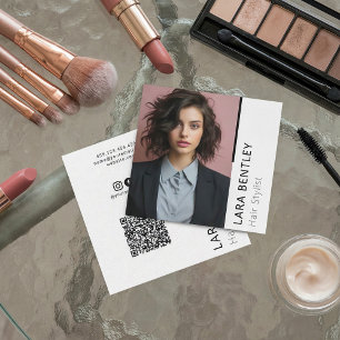Visite Carré Coiffeur styliste médias sociaux QR code carte de 