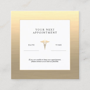 Visite Carré Docteur Office Faux Gold Carte de rendez-vous
