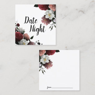 Visite Carré Elégante carte de nuit Bourgogne et Fleurs roses
