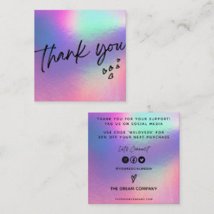 Visite Carré Faux Holo Coeurs Médias tendance Insérer Carte de