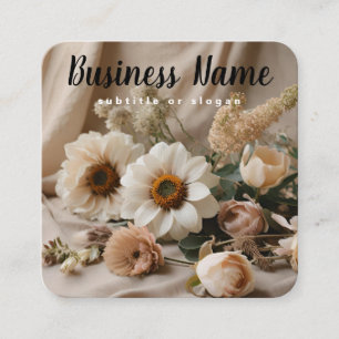 Visite Carré Floral neutre Esthétique Boho Carte de visit