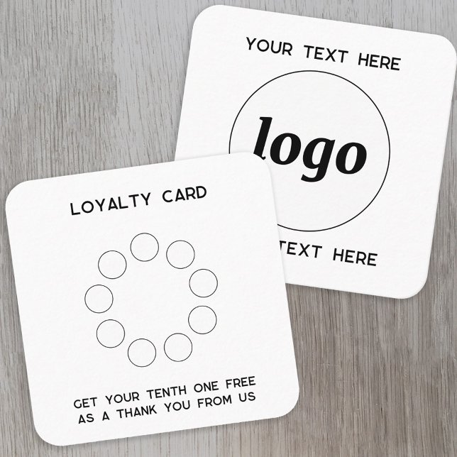 Visite Carré Logo simple et carte de fidélité promotionnelle te (Simple logo with custom text business branding promotional customer loyalty card)