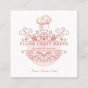 Visite Carré Rose Pink Frame Bakery Baker's Logo Carte de visit