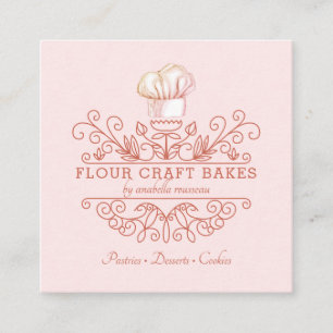 Visite Carré Rose Pink Frame Bakery Baker's Logo Carte de visit