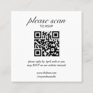 Visite Carré RSVP moderne avec carte de boîtier de code QR