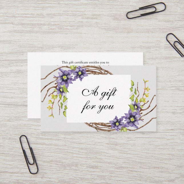 Visite Carte cadeau aux fleurs de ressort d'eau (Devant/Arrière en situation)