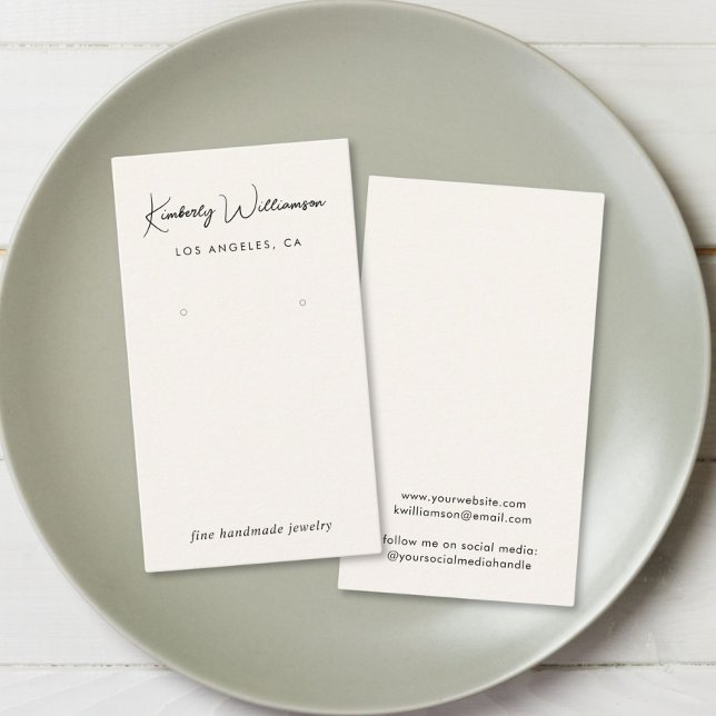 Visite Carte d'affichage à bijoux en crème de script chic (Empower your name in our signature script as your logo and brand identity)
