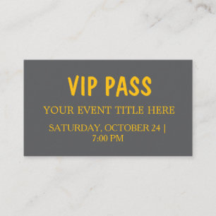 Visite Carte de billet d'événement de passe VIP élégant