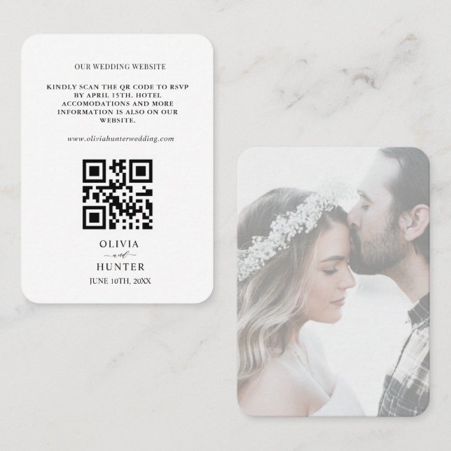 Visite Carte de boîtier du site Web Mariage RSVP de code  (Devant / Derrière)
