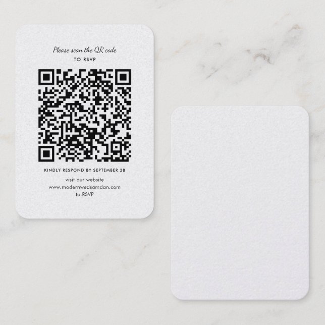 Visite Carte de boîtier Mariage de code QR RSVP moderne (Devant / Derrière)