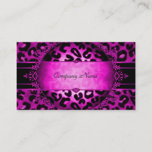 Visite Carte de boutique élégante rose chaud léopard noir