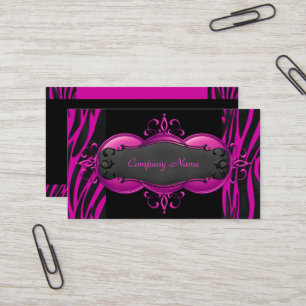 Visite Carte de boutique élégante zèbre rose chaud noir