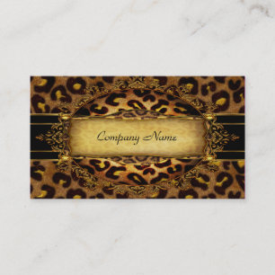 Visite Carte de boutique noire dorée léopard élégante 2