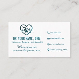 Visite Carte de clinique vétérinaire personnalisée avec l