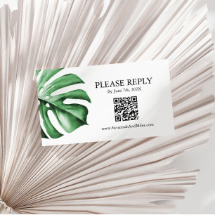 Visite Carte de code QR Mariage pour Palm Monstera Tropic