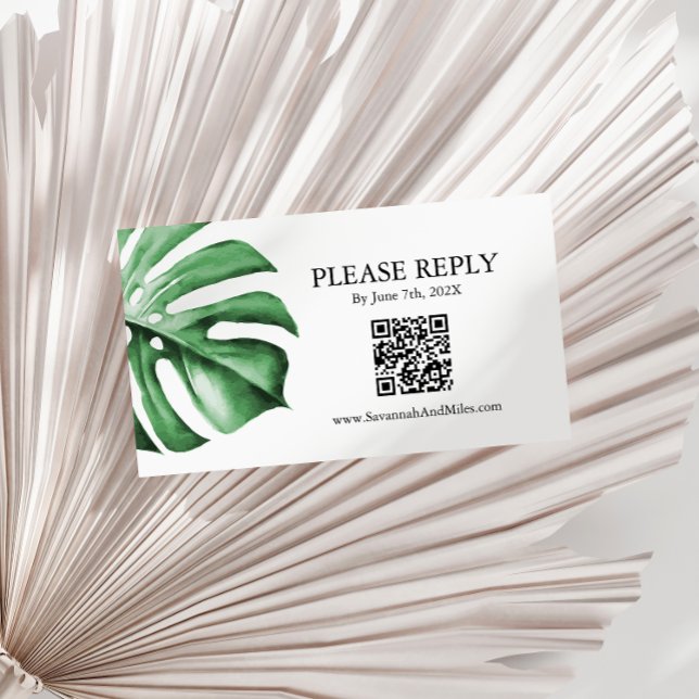 Visite Carte de code QR Mariage pour Palm Monstera Tropic (Créateur téléchargé)