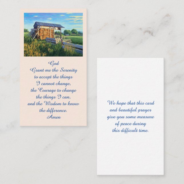 Visite Carte de condoléances élégante en souvenir de funé (Devant / Derrière)