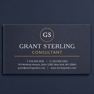 Visite Carte de consultant bleu marine or luxe en ardoise