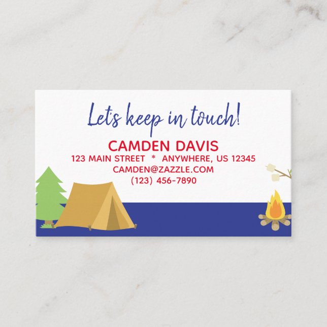 Visite Carte de contact du camp d'été (Devant)