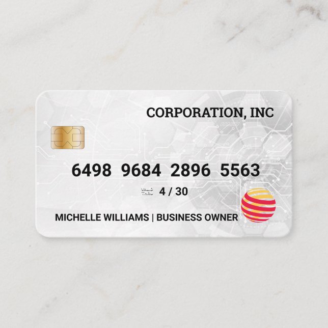 Visite Carte de crédit | Arrière - plan technologique mod (Devant)