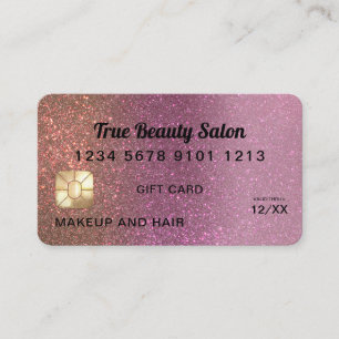 Visite Carte de crédit Gold Pink Parties scintillant Cert