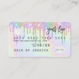 Visite Carte de crédit holographique licorne parties scin