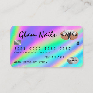 Visite Carte de crédit Holographique Nail Technicien