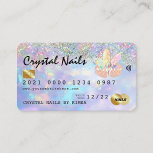 Visite Carte de crédit Holographique Opal Crystal Nail T