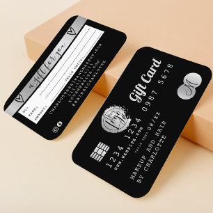Visite Carte de crédit noir argent feuille cadeau carte