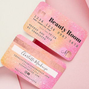 Visite Carte de crédit parties scintillant rose chic beau