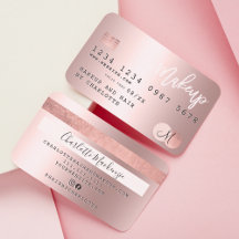 Carte de crédit rose or métal feuille cheveux mono