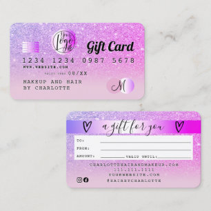 Visite Carte de crédit rose violet parties scintillant om
